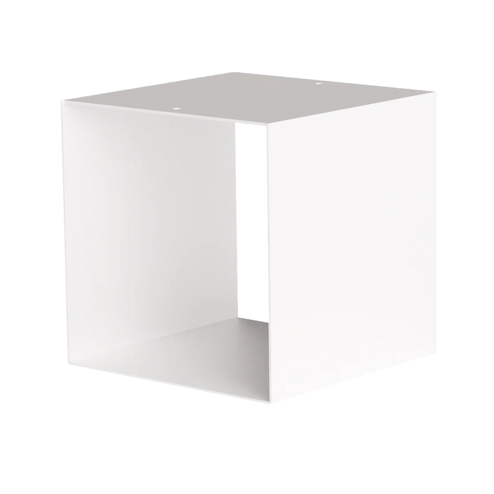 Moderner weißer Beistelltisch in Würfelform, minimalistisches Design, freistehend