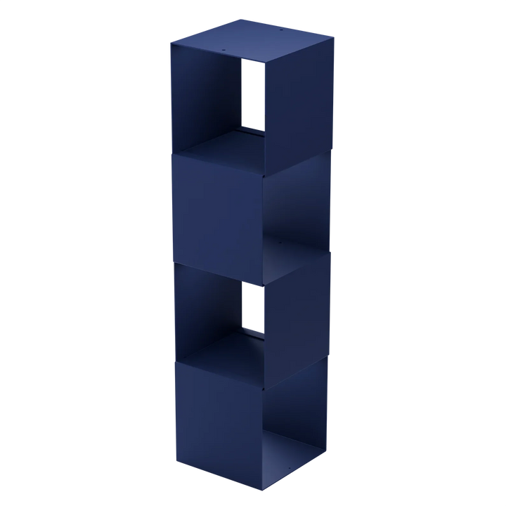 Modern Regalwürfel-Set in navyblau, stapelbare Metallwürfel, minimalistisches Design