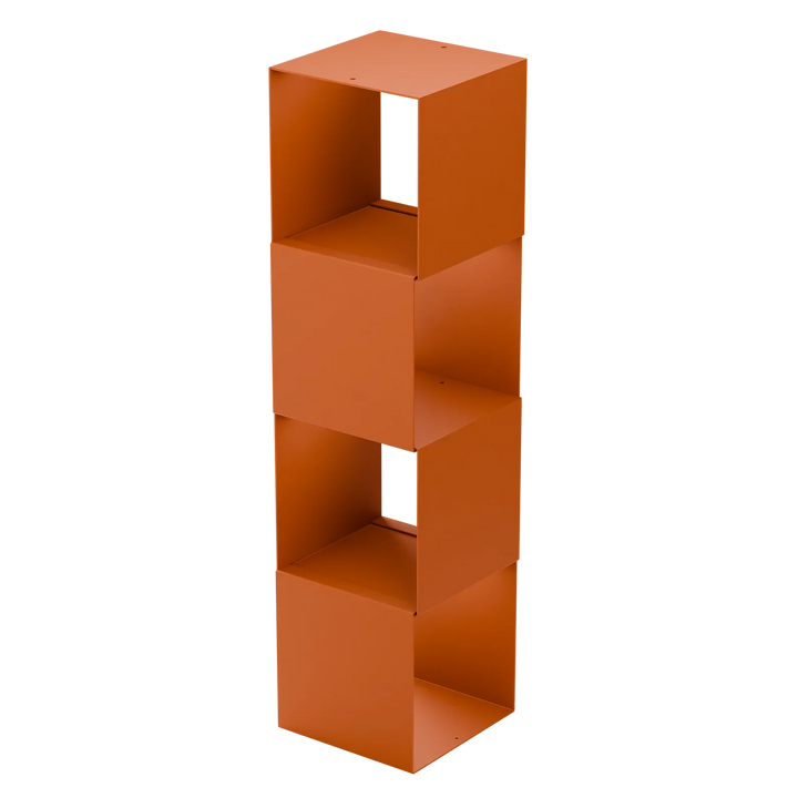 Modernes Regal KETT Set in orange, minimalistisches Metallregal, Würfelform