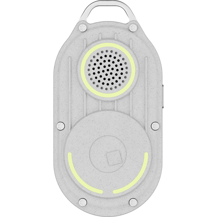 Weißer Rollingsquare AirNotch Bluetooth Tracker mit LED-Details und Lautsprecher-Gitter