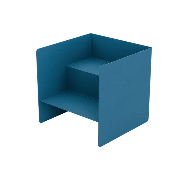 Blauer Schreibtisch-Organizer Buchhalter aus Metall, modern, eckiges Design