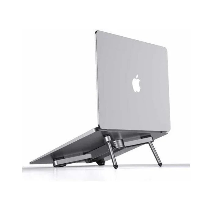 Laptop auf Moovy Spider 2 Laptopständer, höhenverstellbar, modern, silber