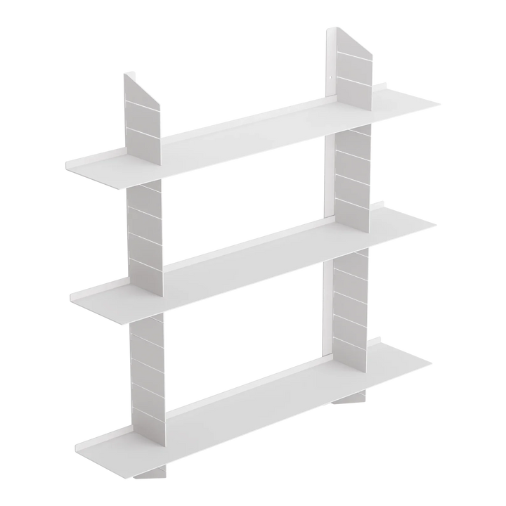 Weißes, modernes Wandregal mit drei Ebenen, minimalistisches Design, Regal für Wohnzimmer