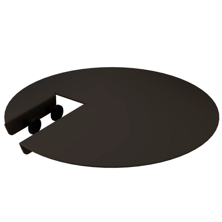 Runde schwarze Tischplatte mit Aussparung, moderne Möbelkomponente, minimalistisches Design